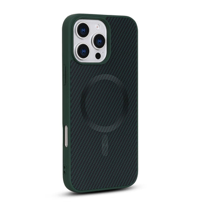 Apple iPhone 14 Pro Max Hoesje - Groen - Carbon MagSafe Back Cover