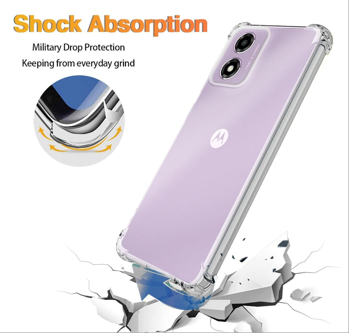 Motorola Moto E14 Case - Clear - Shockproof Back Cover
