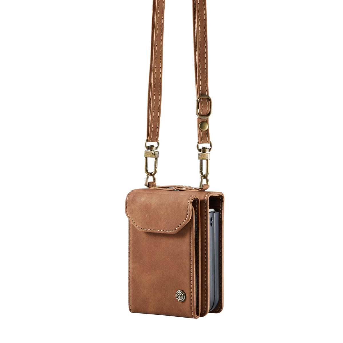 Samsung Galaxy Z Flip 7 FE Case - Sienna Brown - Wallet Case with Phone Strap