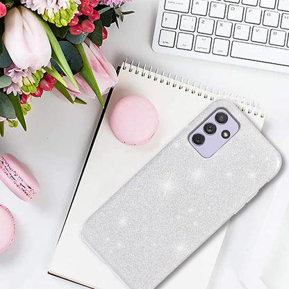 Samsung Galaxy A55 Hoesje - Zilver - Glitter Back Cover