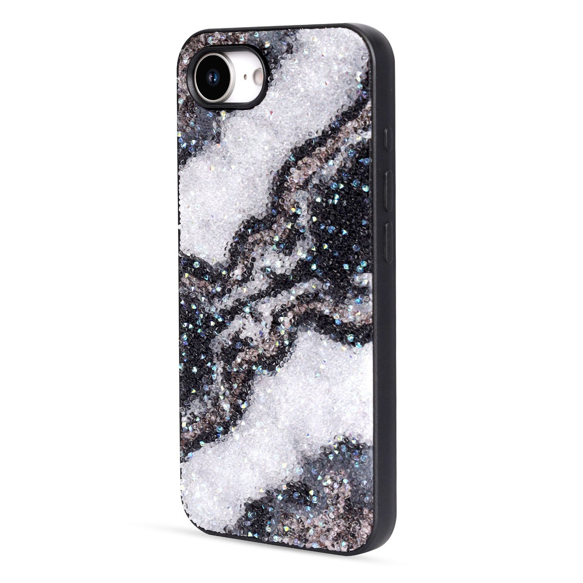 Apple iPhone 17e Hoesje - Marmer Zwart - Marmer Diamant Glitter Back Cover