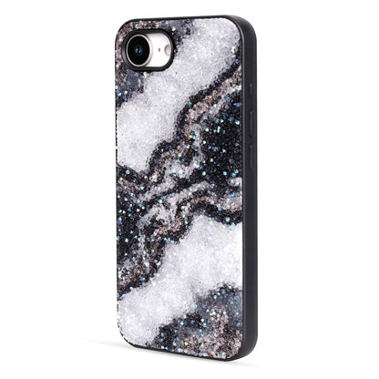 Apple iPhone 16e Hoesje - Zwart - Marmer Diamant Glitter Back Cover