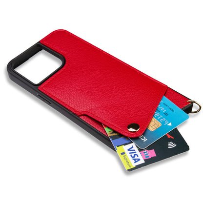 Apple iPhone 15 Pro Max Case - Red - Back Cover with Wrist Band and Phone Band