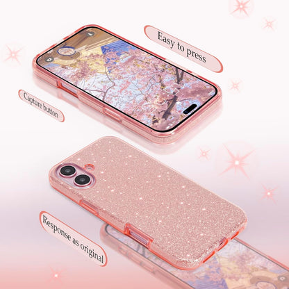 iPhone 16 Hoesje - Roze - Glitter Back Cover