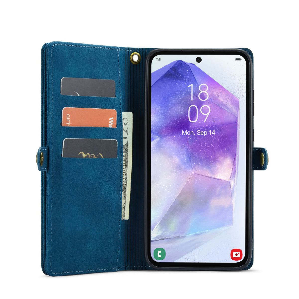 Samsung Galaxy A36 Case - Navy Blue - 2-in-1 Wallet Case with 10 Card Slots