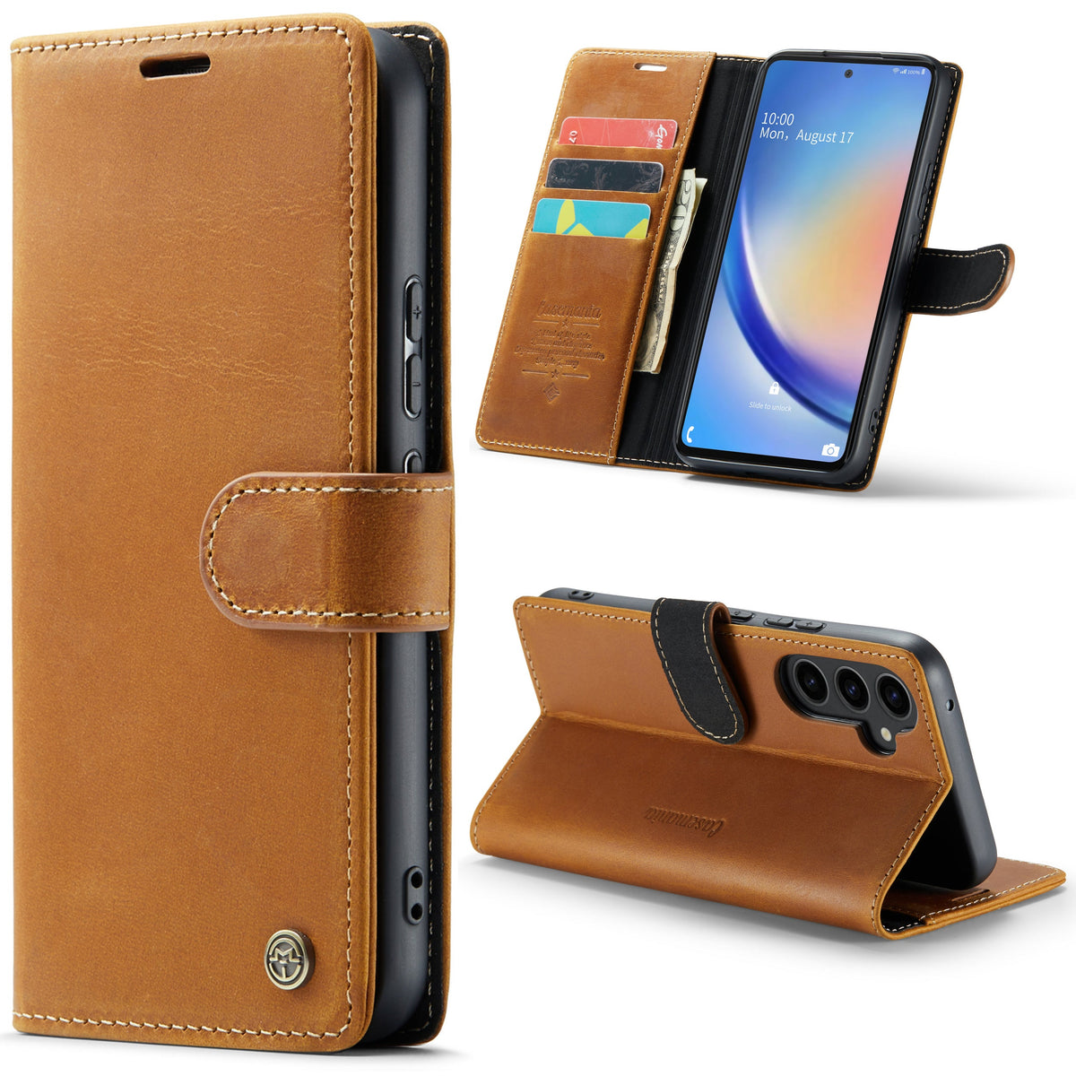 Samsung Galaxy A54 5G Hoesje - Sienna Brown - Echt Leren Bookcase