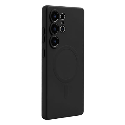 Samsung Galaxy S25 Ultra Hülle - Schwarz - Liquid Silikon MagSafe Backcover mit Magnetring