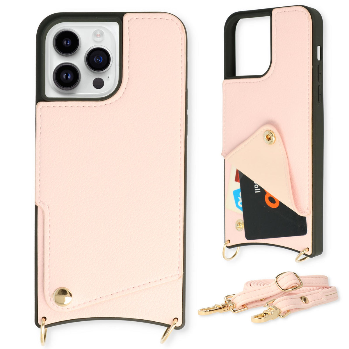 iPhone 14 Pro Hoesje - Bandje - Roze Back Cover