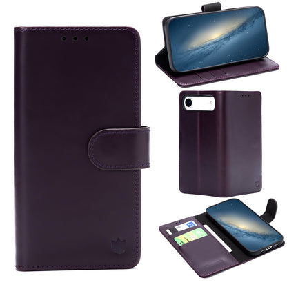 Apple iPhone Air Hoesje - Dark Purple - Echt Leren Bookcase