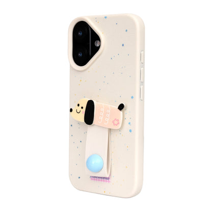 Apple iPhone 16 Hülle - Beige Welpe - Silikon Backcover mit Fingerhalter