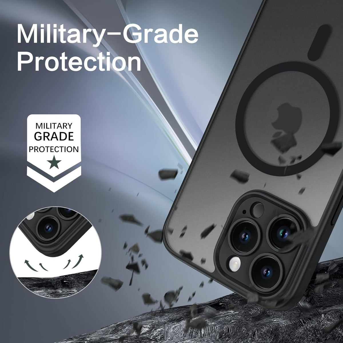 iPhone 16 Pro Max Hoesje - Zwart - Matte Armor MagSafe Back Cover