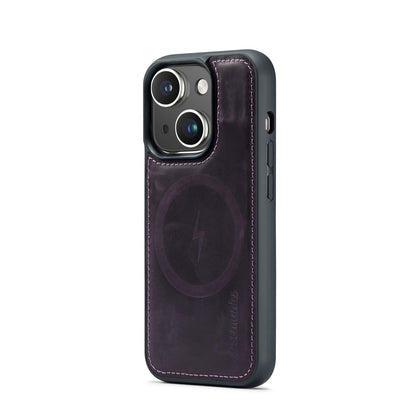 Apple iPhone 15 Plus Hoesje - Dark Purple - Echt Leren 2 in 1 MagSafe Bookcase