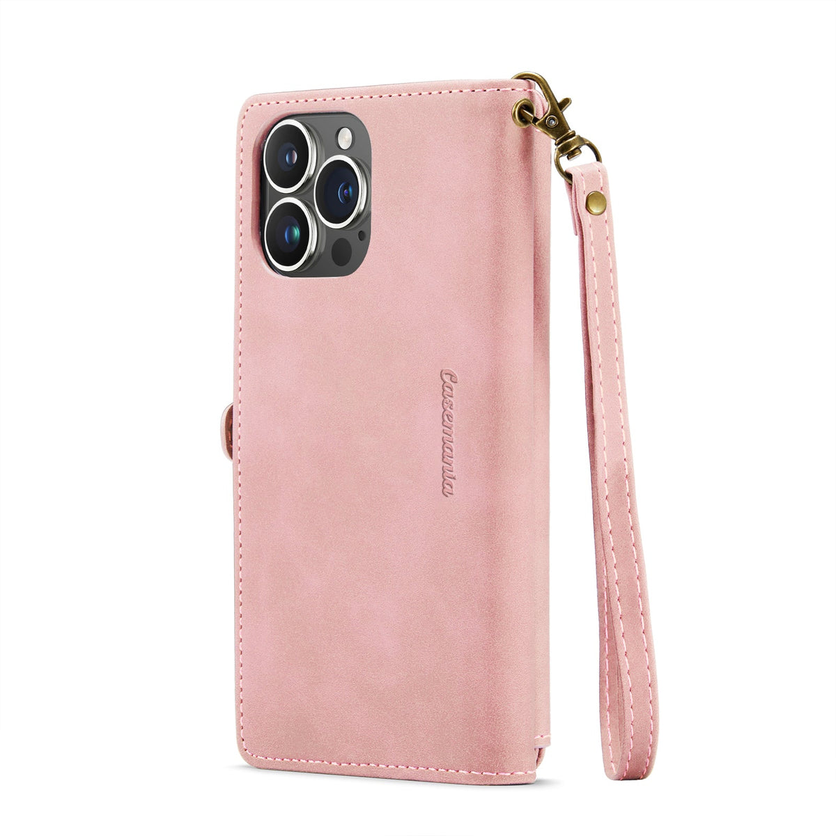 Apple iPhone 15 Plus Hoesje - Pale Pink - Luxe MagSafe Bookcase met Rits en Telefoonkoord