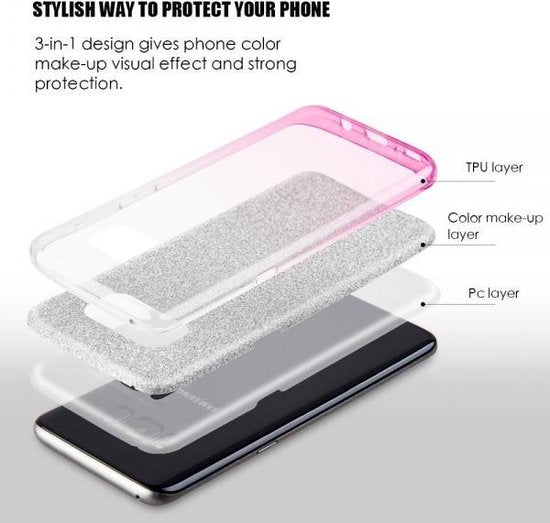 Samsung Galaxy S8 Hülle - Rosa - Glitzer Backcover