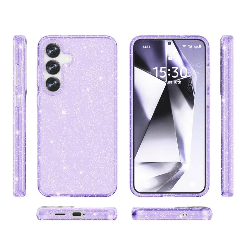 Samsung Galaxy S25 Hoesje - Paars - Glitter Back Cover