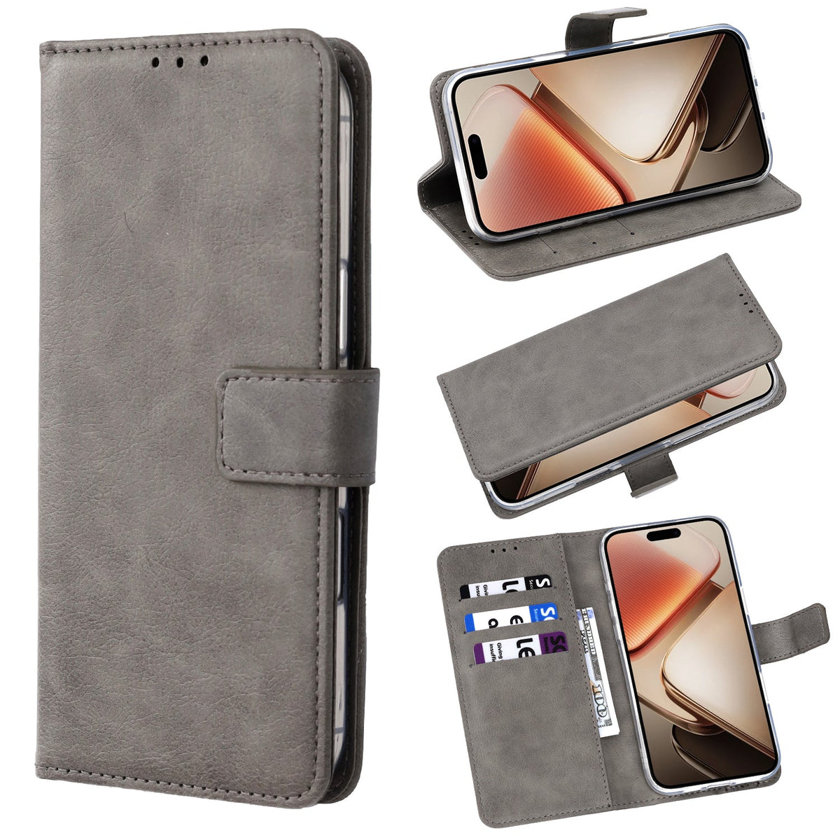 Samsung Galaxy A17 Hoesje - Grijs - Portemonnee Bookcase