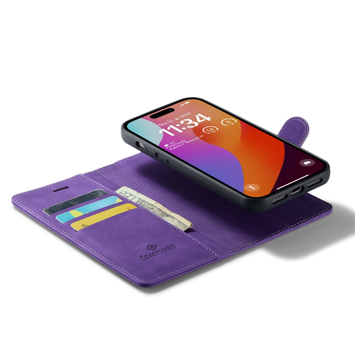 iPhone 15 Pro Hoesje - Dark Purple - 2 in 1 MagSafe Bookcase