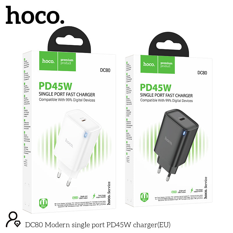 Hoco 45W USB-C Schnellladegerät - Schwarz