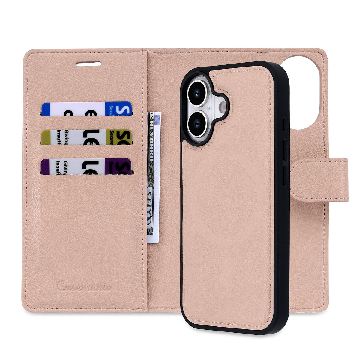 iPhone 17 Hoesje - Pale Pink - 2 in 1 Lederlook Bookcase