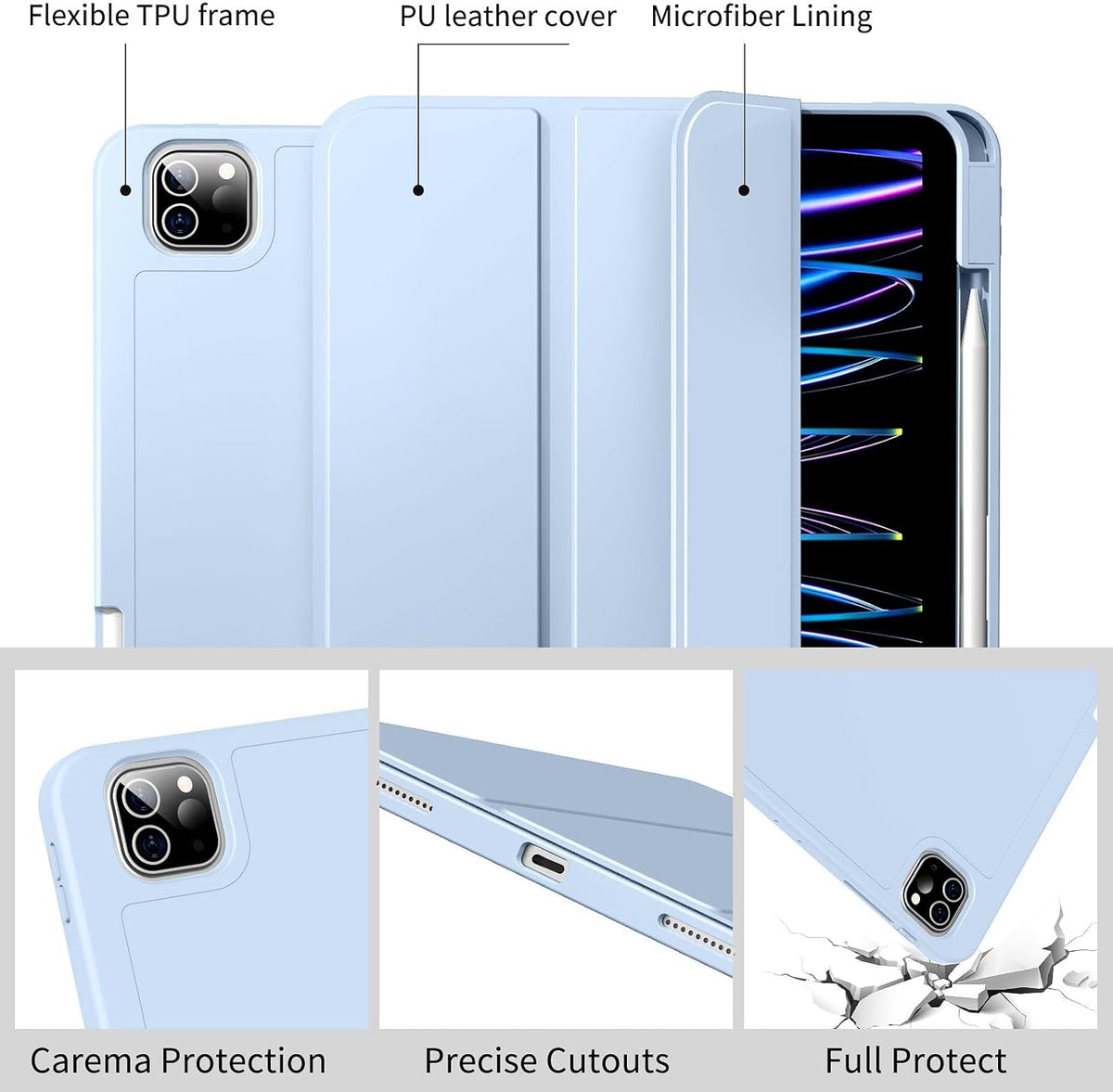 Apple iPad Pro 11 (2024) Tablethoes - Licht Blauw - Smart Cover