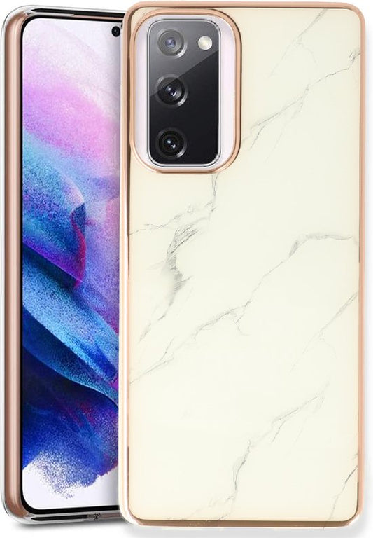 Samsung Galaxy S20 FE Hülle - Weiß - Silikon-Marmor-Backcover