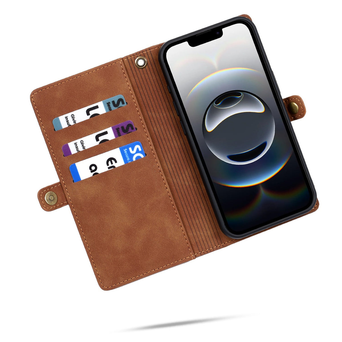 Apple iPhone 17 Hoesje - Sienna Brown - Luxe 2 in 1 Bookcase met 10 Kaart Vakken en Polskoord