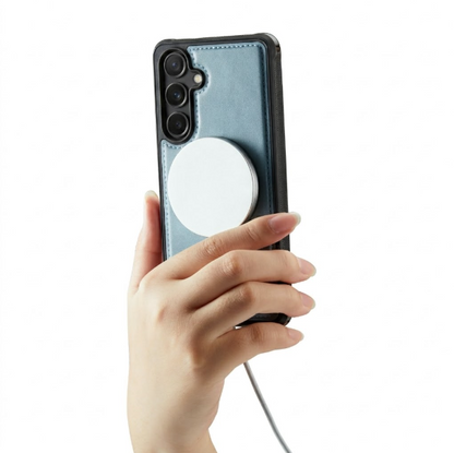 Samsung Galaxy A55 Hoesje - Aqua Blue - Kunstlederen Back Cover