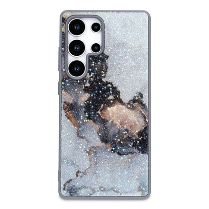 Samsung Galaxy S22 Ultra Hoesje - Grijs - Diamant Marmer Glitter Back Cover