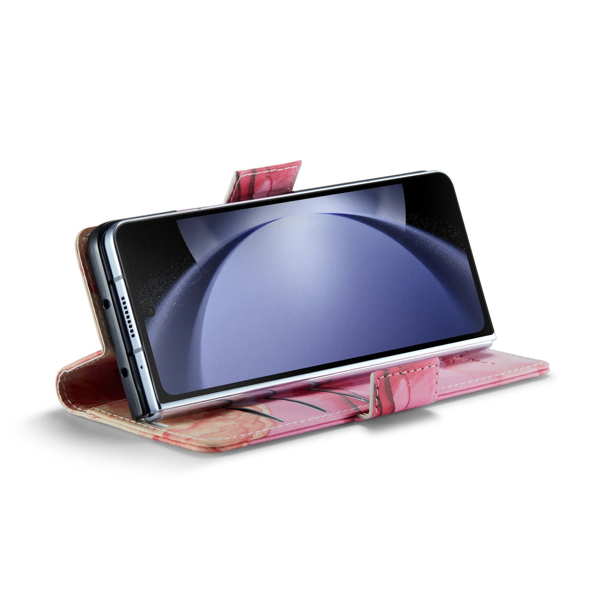 Samsung Galaxy Z Fold 5 Hoesje - Pink Rhodonite - Marmer Portemonnee Bookcase