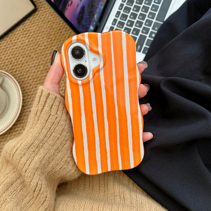 Apple iPhone 16 Hülle - Orange - Wave-Edge-Backcover