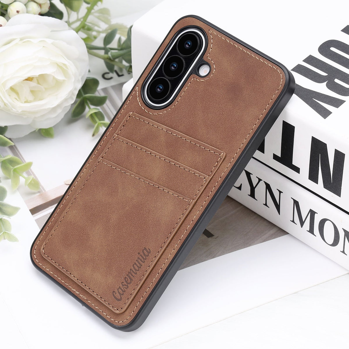 Samsung Galaxy A27 Case - Sienna Brown - Faux Leather Back Cover with Card Holder