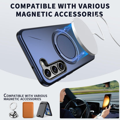 Samsung Galaxy S26 Case - Dark Blue - Silicone Ring Kickstand Back Cover
