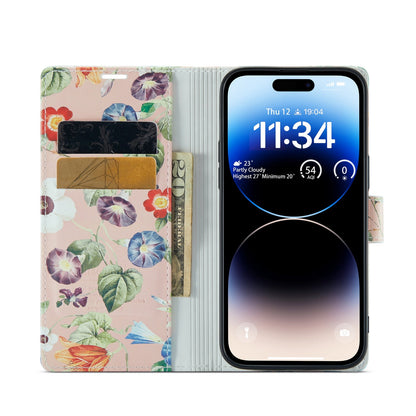 Apple iPhone 14 Pro Hülle - Blumen - Klapphülle mit Kartenfach und Print