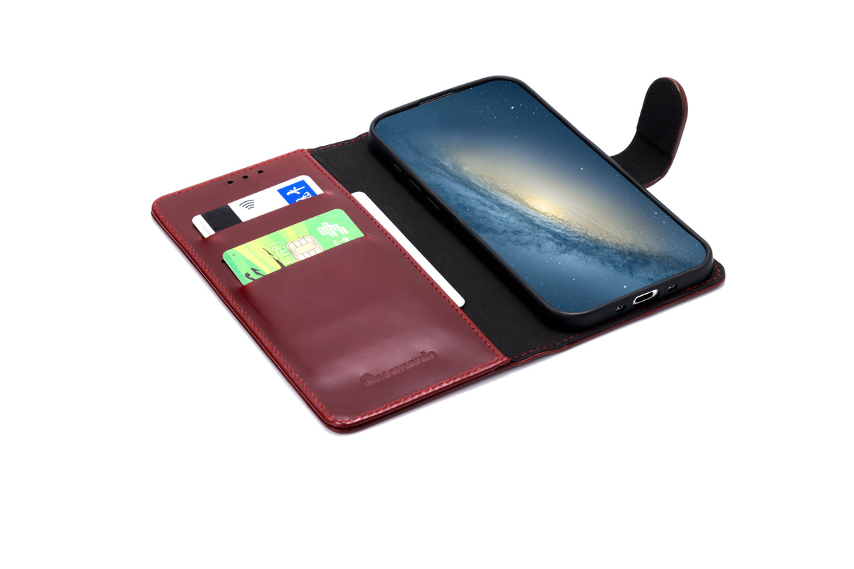 Apple iPhone Air Hoesje - Burgundy Red - Echt Leren Bookcase