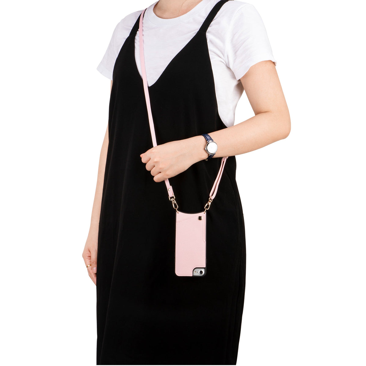 Apple iPhone 7 Hülle - Rosa - Backcover mit Handschlaufe und Handykette
