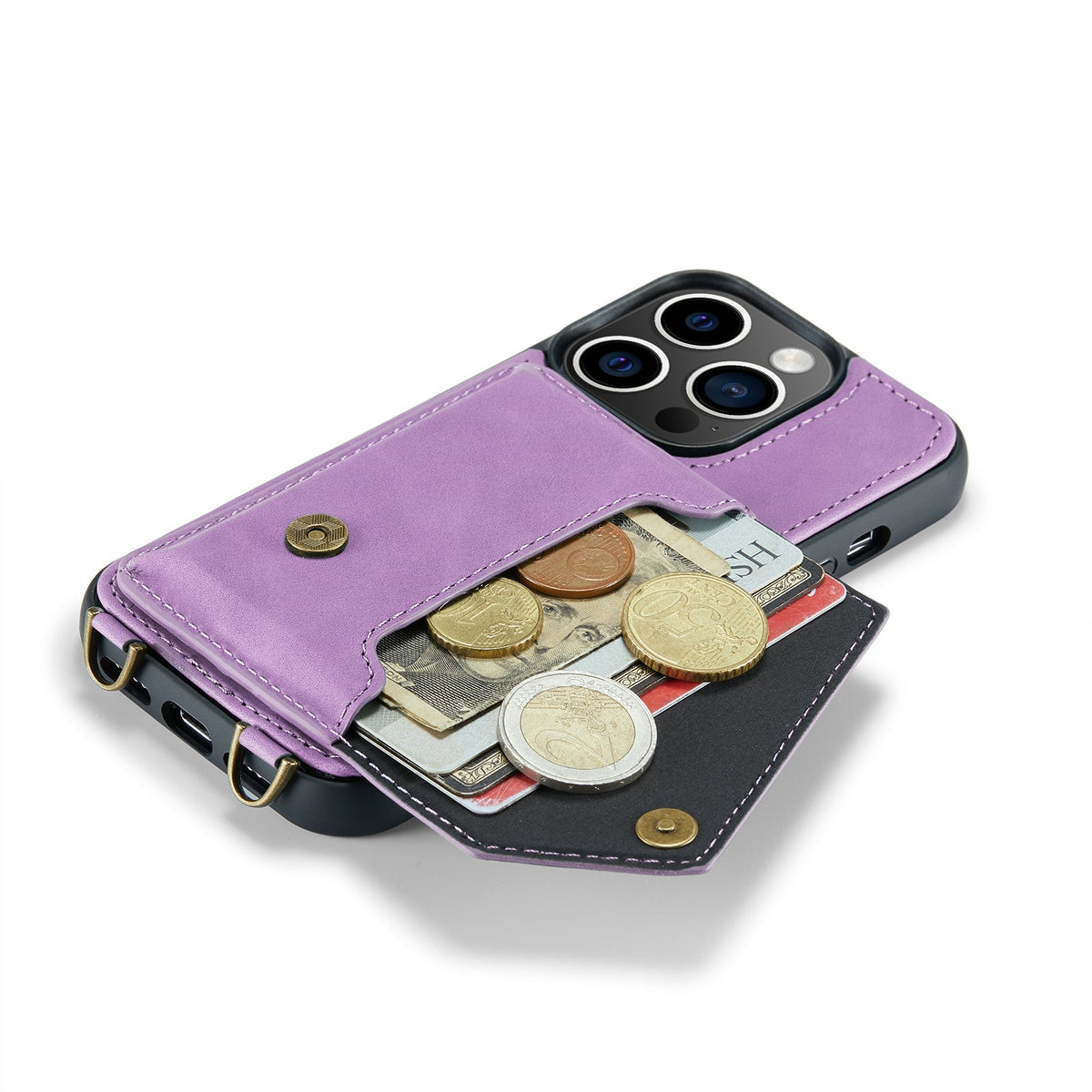 Apple iPhone 15 Pro Max Hoesje - Bright Lila - Luxe Back Cover met Telefoonkoord