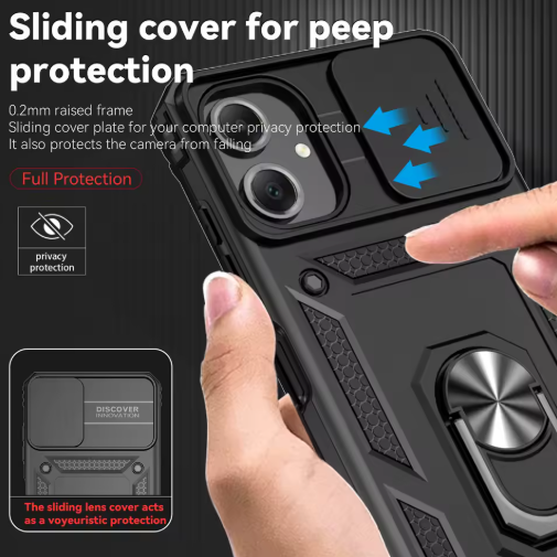 Samsung Galaxy A07 Hülle - Matte Black - Armor Kickstand Kamera-Backcover