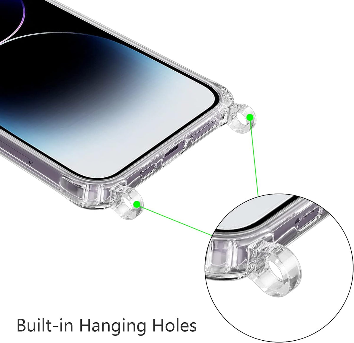 Apple iPhone 15 Pro Max Hoesje - Transparant - Siliconen Back Cover met Telefoonkoord