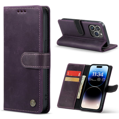 Apple iPhone 15 Pro Hoesje - Paars - Echt Leren Bookcase
