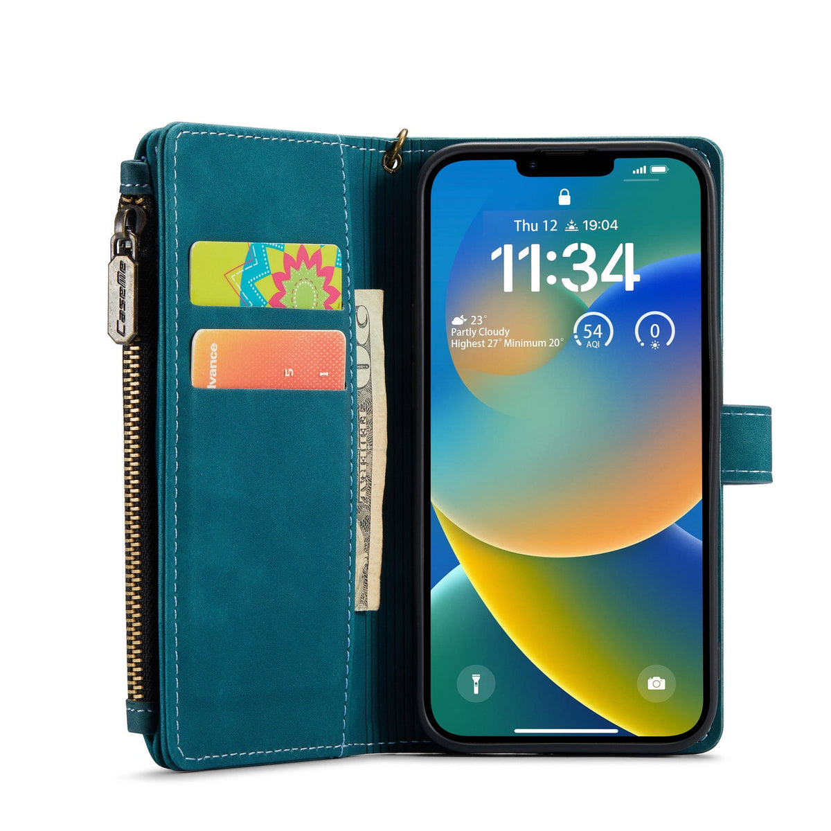 Apple iPhone 7 Hoesje - Emerald Green - Luxe Bookcase met Rits