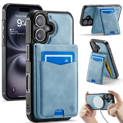 Apple iPhone 16 Hoesje - Aqua Blue - MagSafe Back Cover met Pasjeshouder