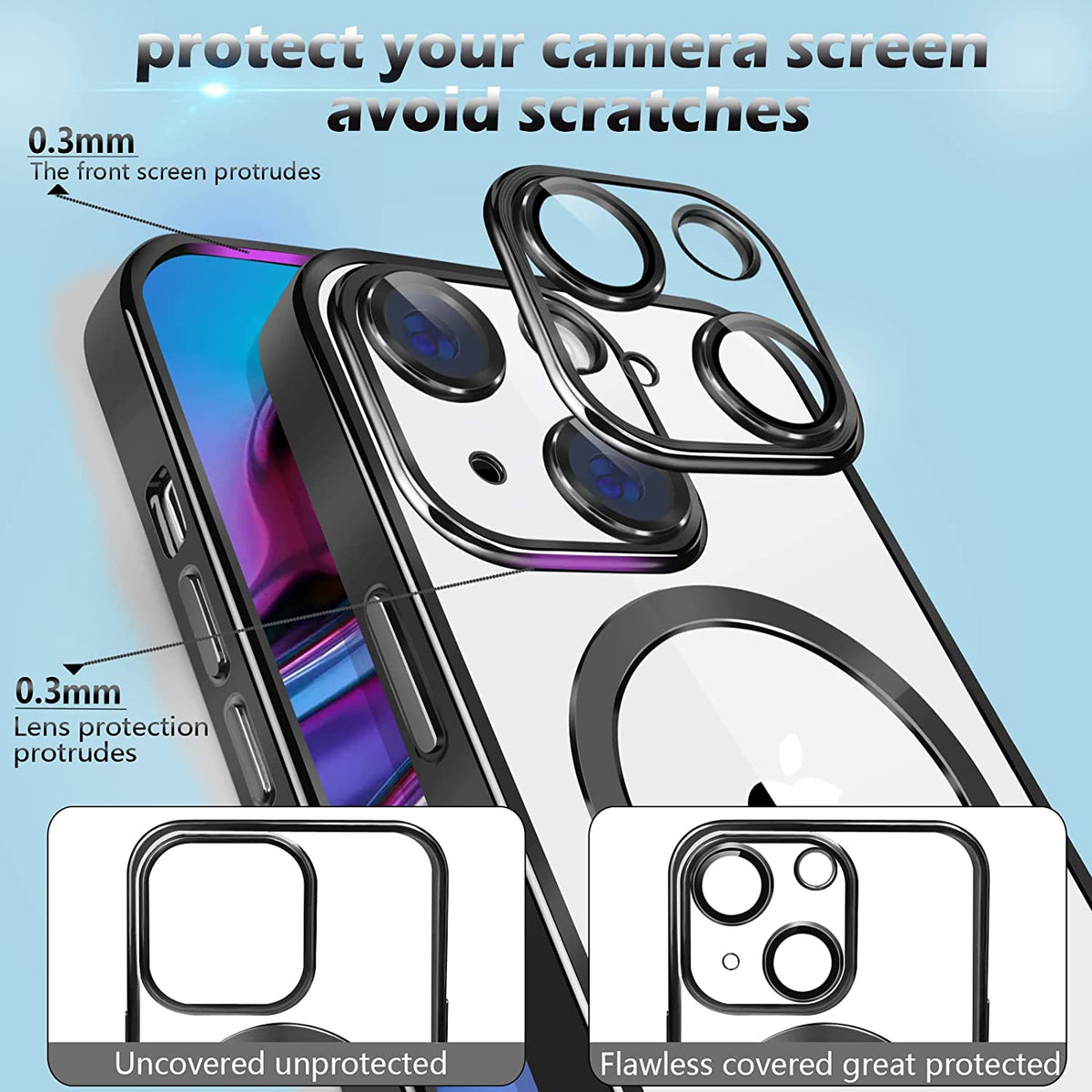 Apple iPhone 14 Plus Hoesje - Zwart - Hybrid Siliconen MagSafe Back Cover