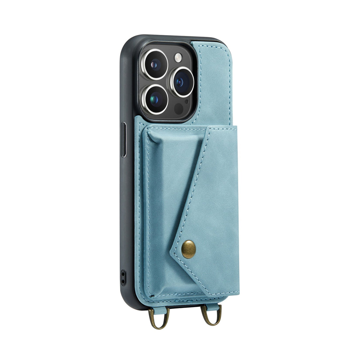 Apple iPhone 15 Pro Case - Aqua Blue - Luxury Back Cover with Phone Strap
