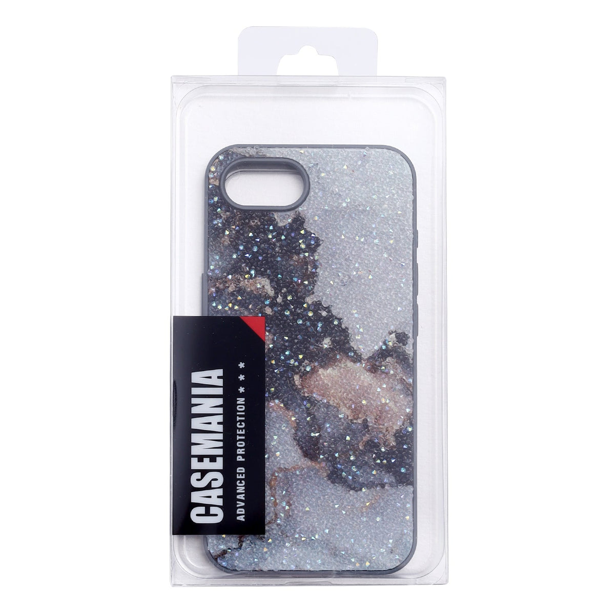 Apple iPhone 16e Hoesje - Grijs - Marmer Diamant Glitter Back Cover