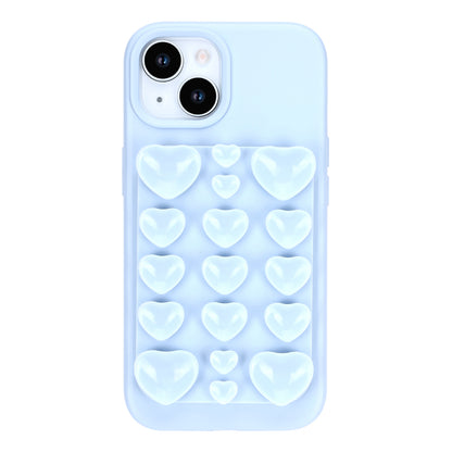 Apple iPhone 13 Hoesje - Licht Blauw - Siliconen Back Cover met Afneembare Hartjes Zuignappen