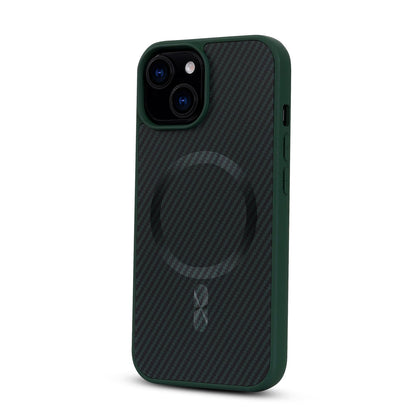 Apple iPhone 15 Plus Hoesje - Groen - Carbon MagSafe Back Cover