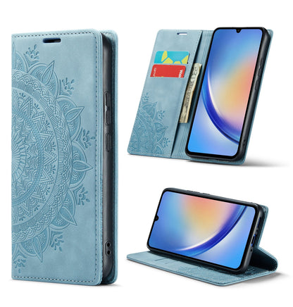 Samsung Galaxy A55 5G Hoesje - Aqua Blue - Mandala Dunne Bookcase