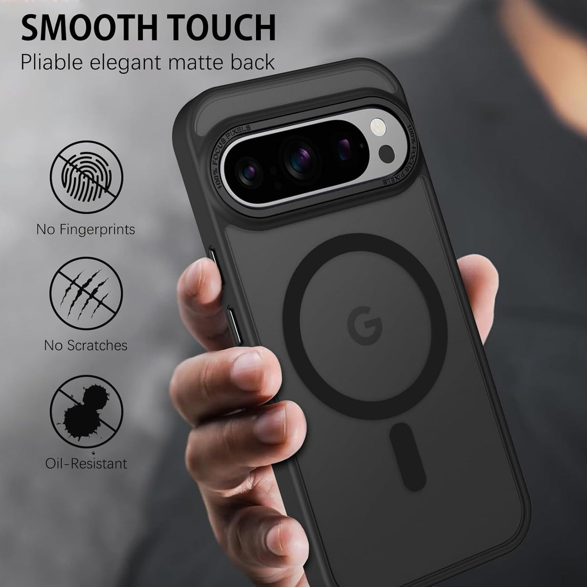 Google Pixel 9 Hoesje - Zwart - Matte Armor MagSafe Back Cover