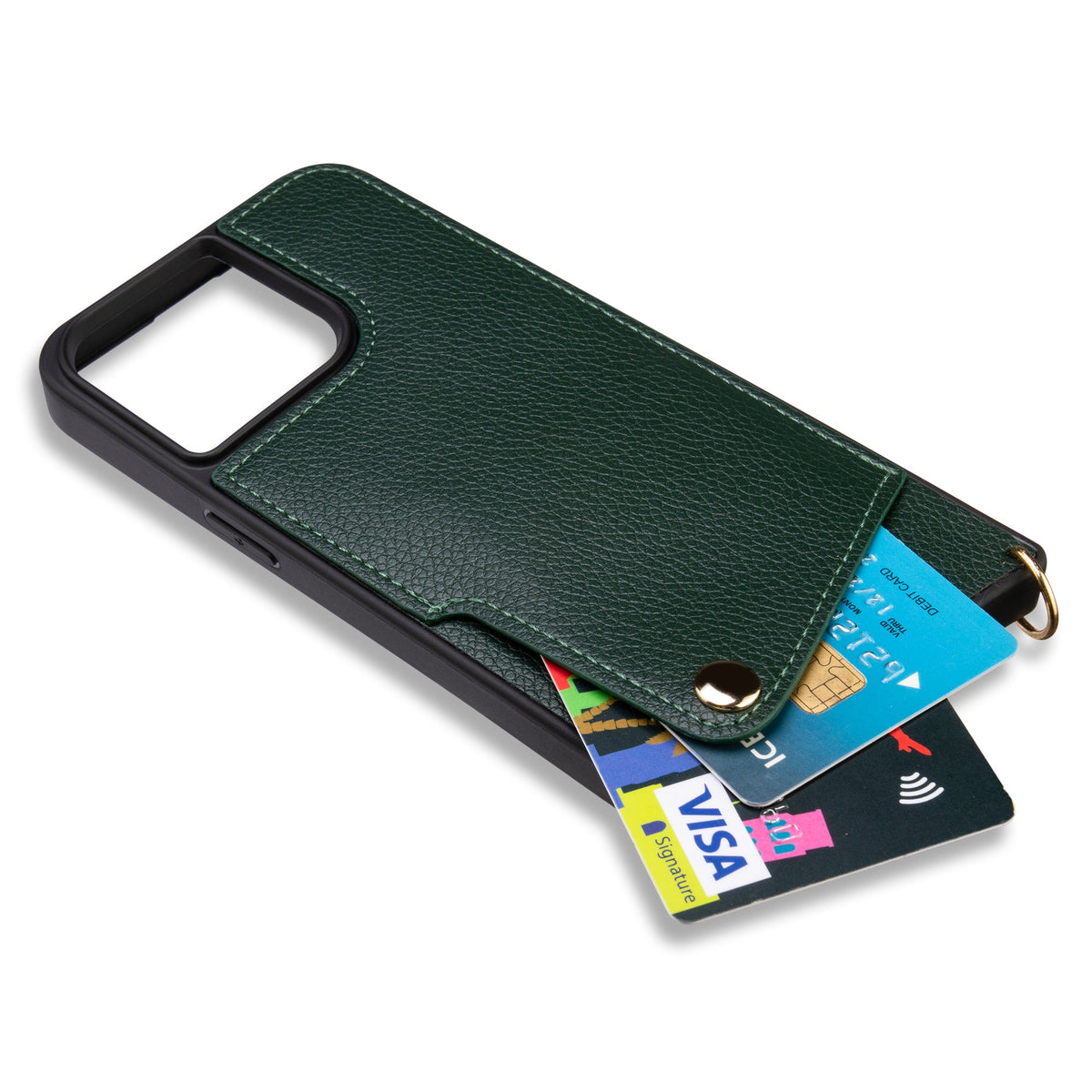 Apple iPhone 15 Pro Hülle - Grün - Backcover mit Handschlaufe und Handykette