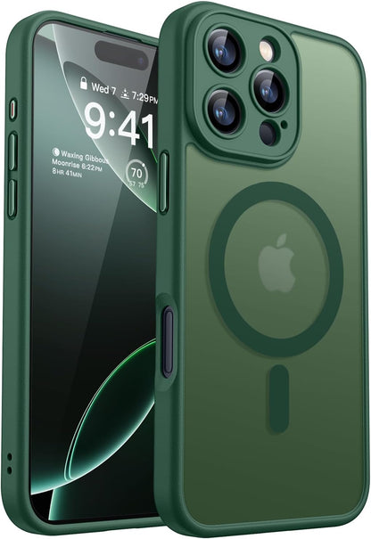 iPhone 16 Pro Hoesje - Donker Groen - Matte Armor MagSafe Back Cover